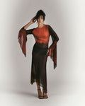 Abito in Tulle Nero Sfumato Rosso