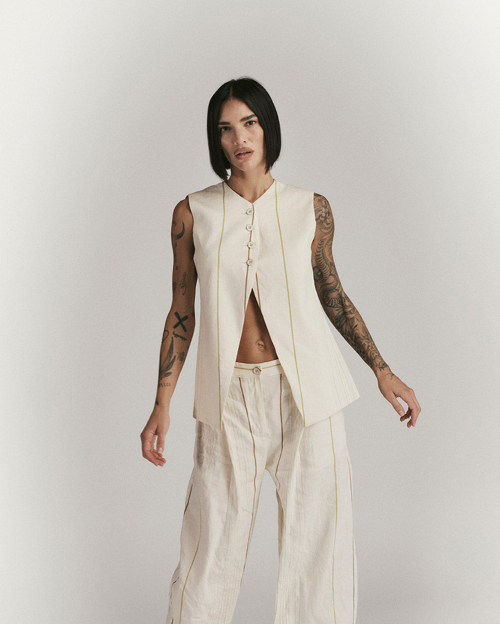 Gilet Rigato Gessato Chiaro