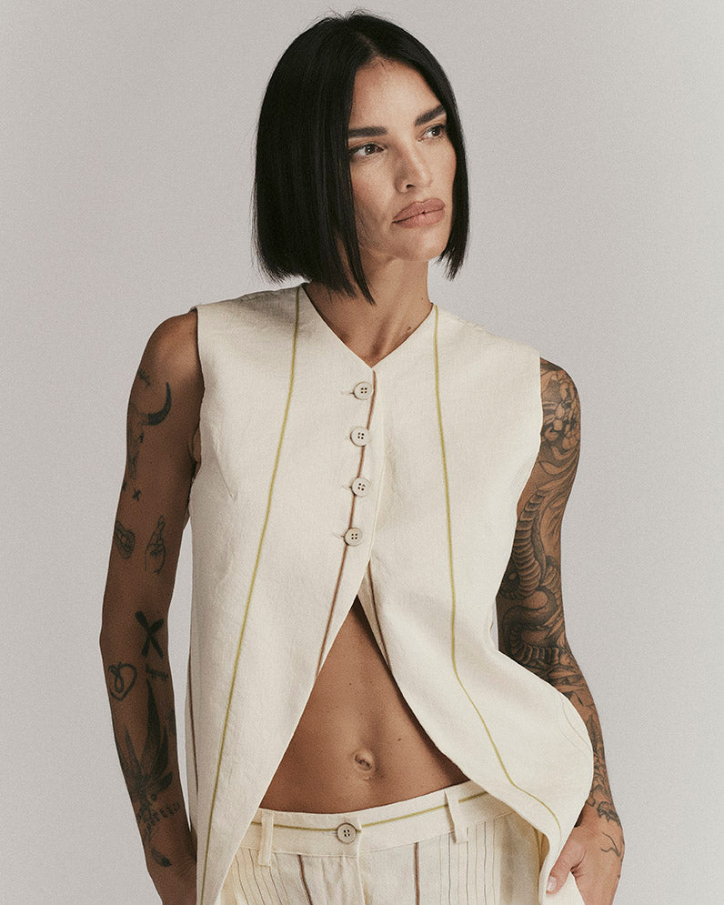 Gilet Rigato Gessato Chiaro