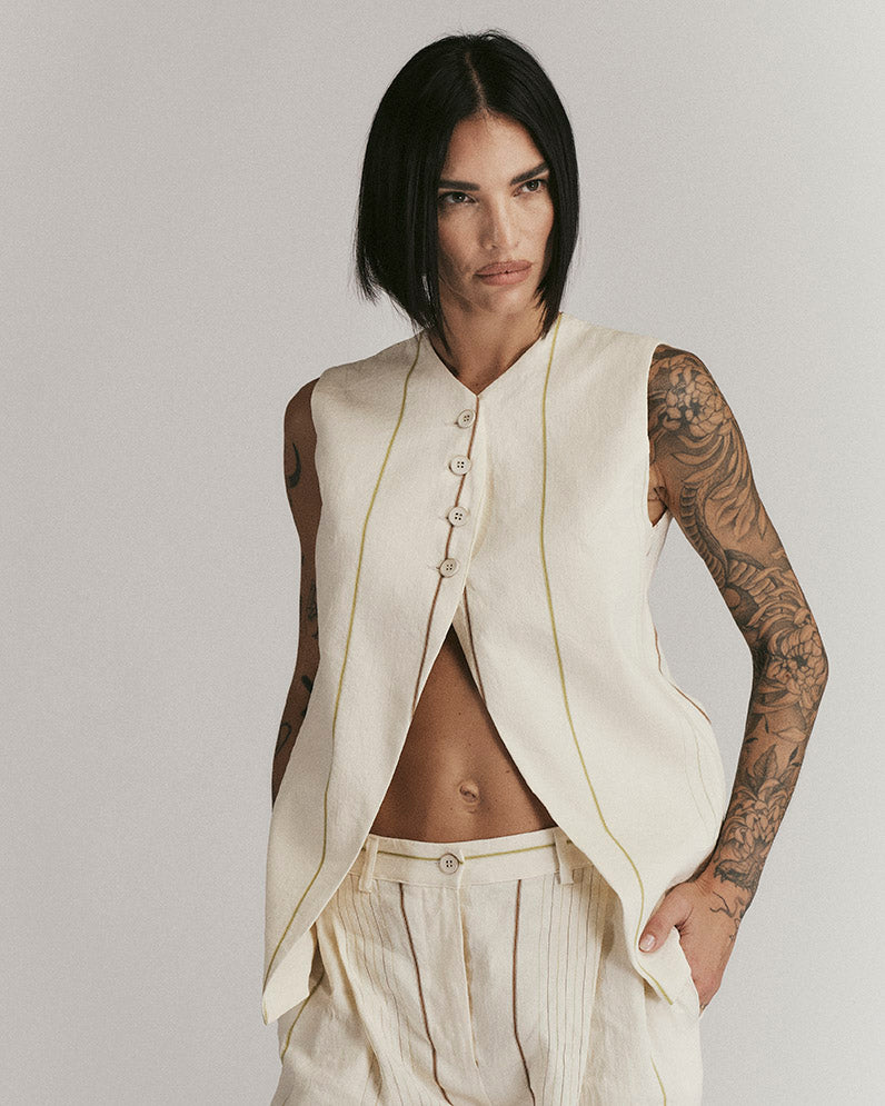 Gilet Rigato Gessato Chiaro