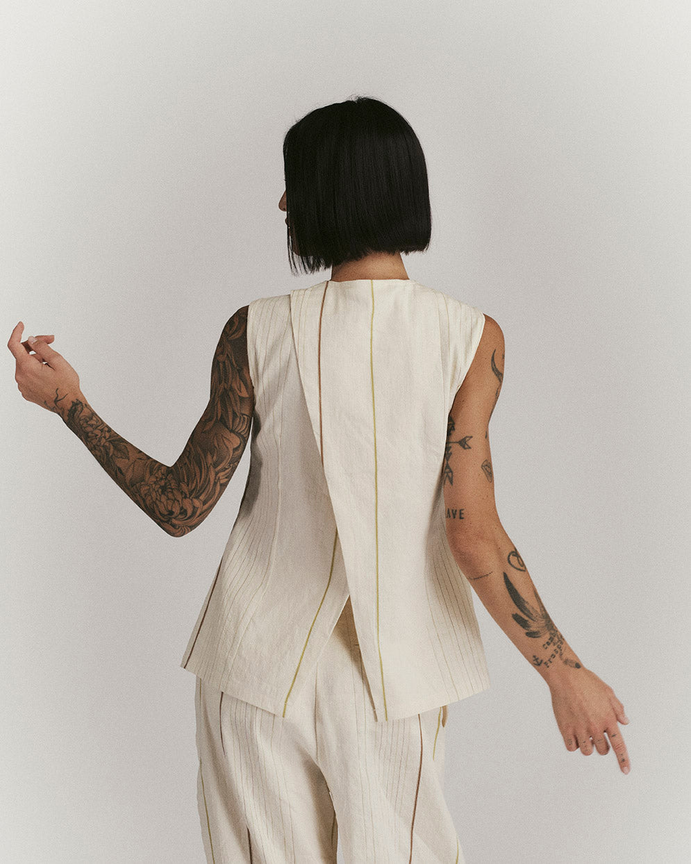 Gilet Rigato Gessato Chiaro