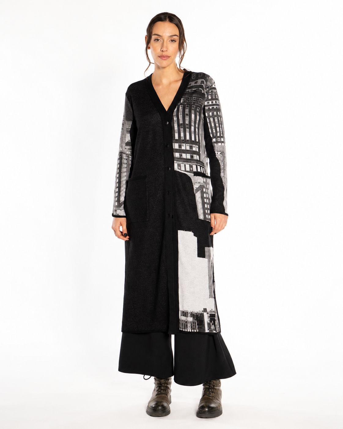 Cardigan lungo variante unica
