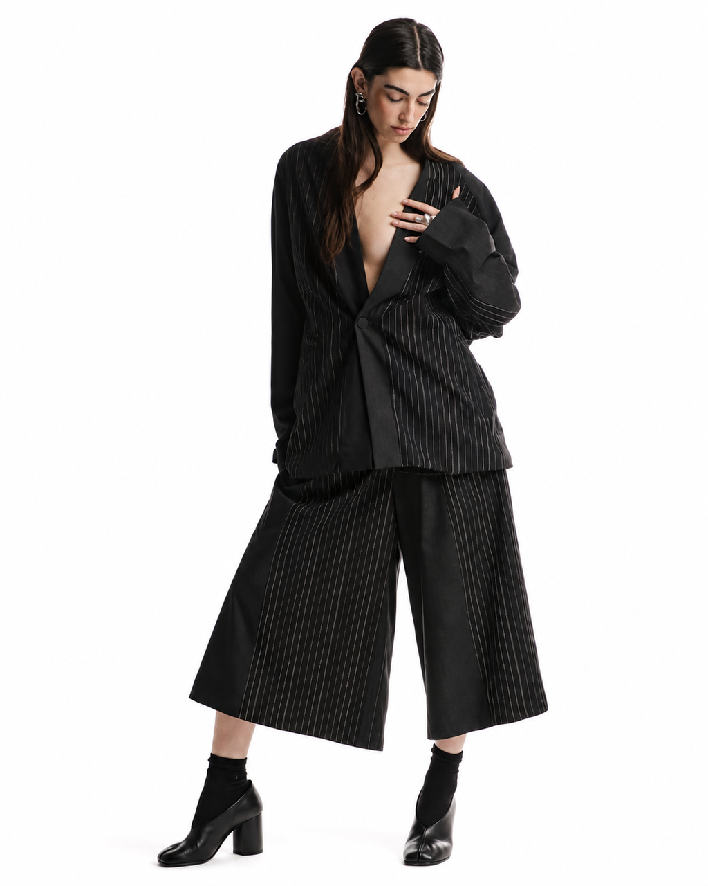 Pantalone cropped gessato