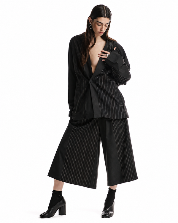 Pantalone cropped gessato