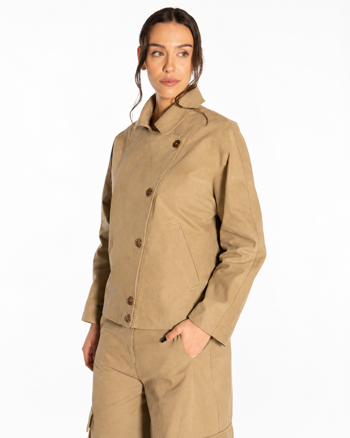 Giacca corta in canvas smerigliato