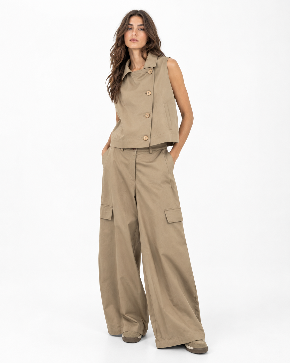 Pantalone cargo in canvas smerigliato