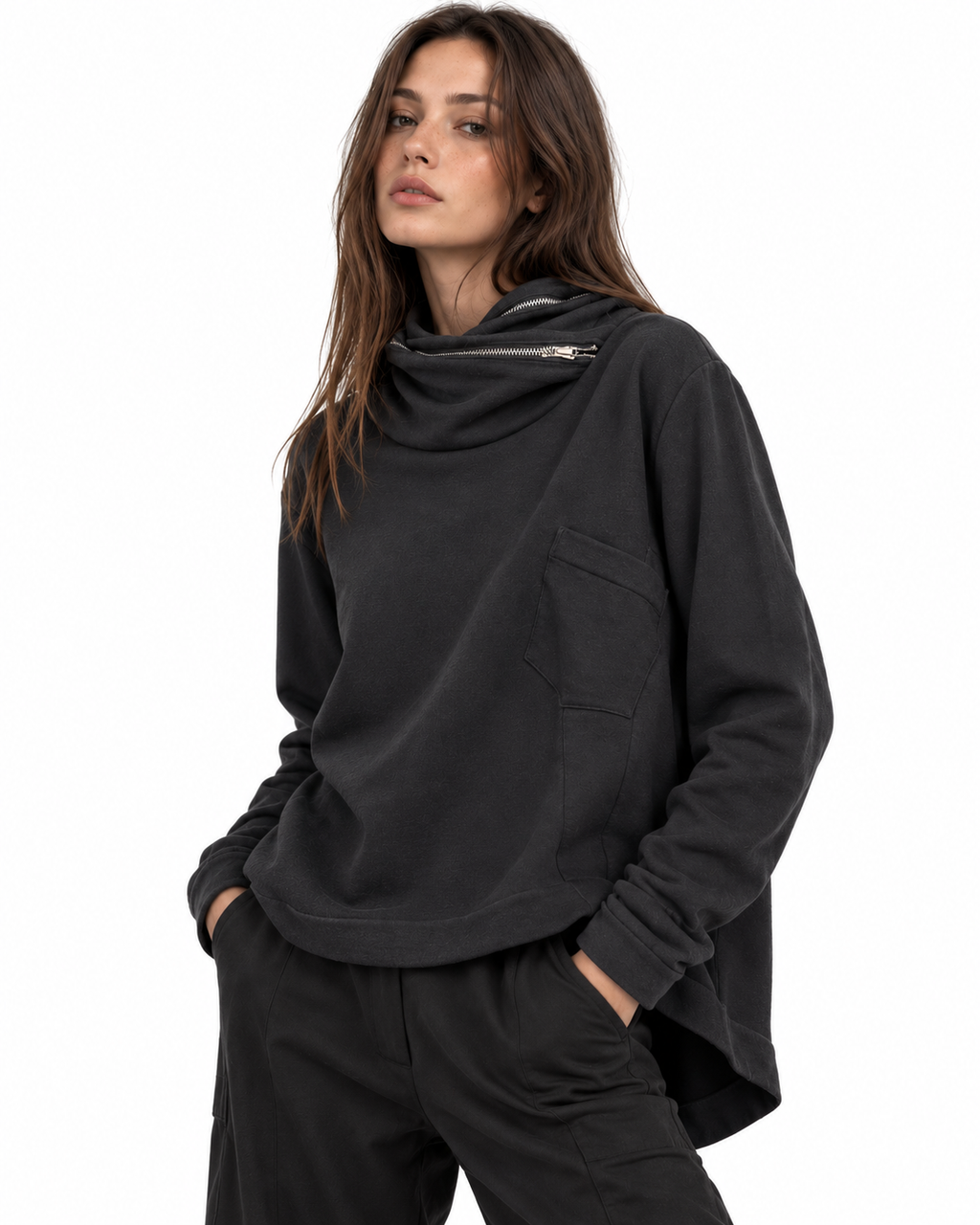 Felpa cappuccio con zip