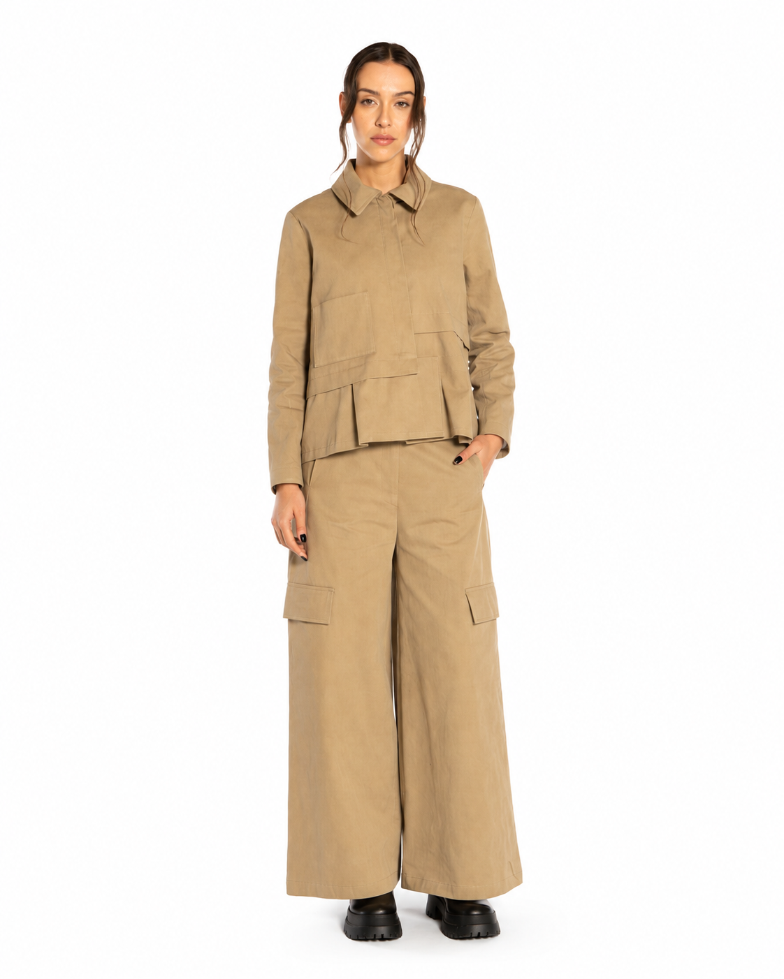 Pantalone cargo in canvas smerigliato