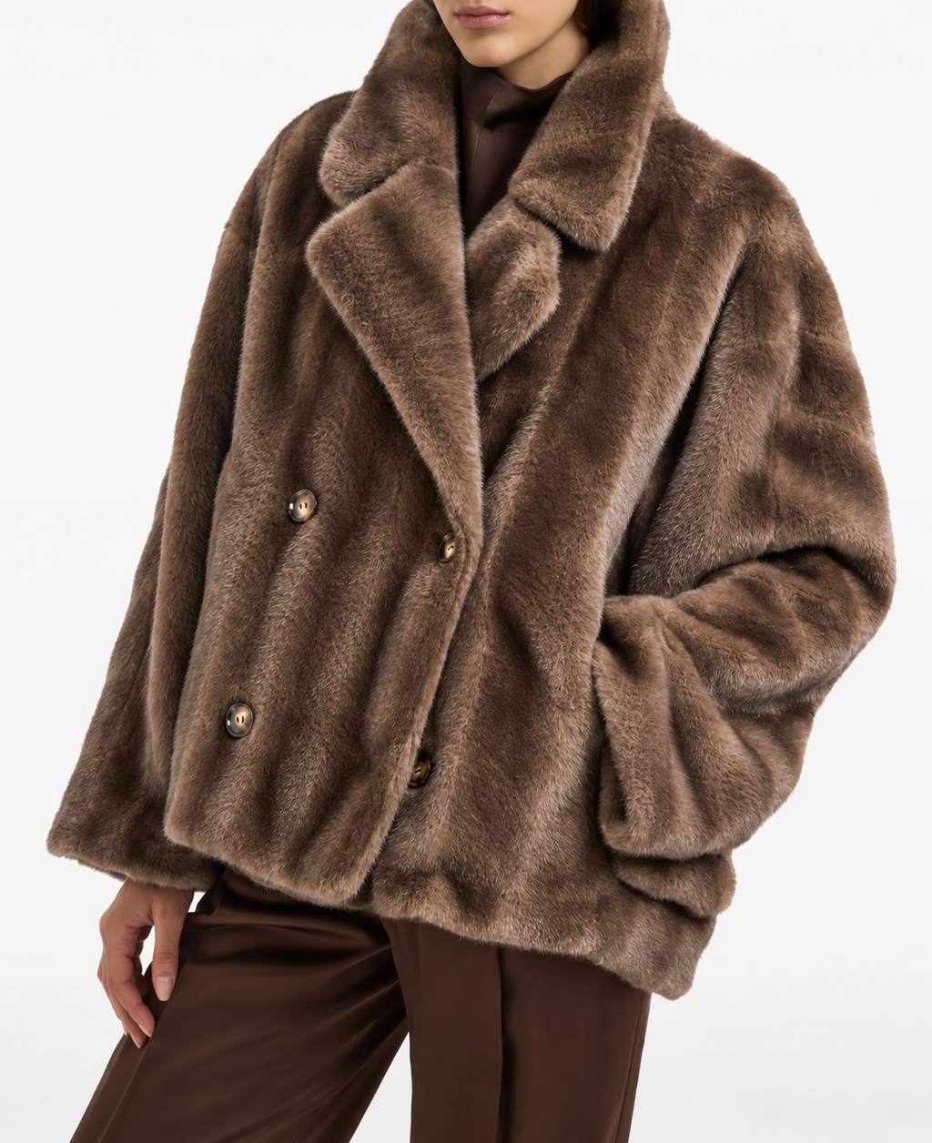 Blazer eco-pelliccia doppio petto