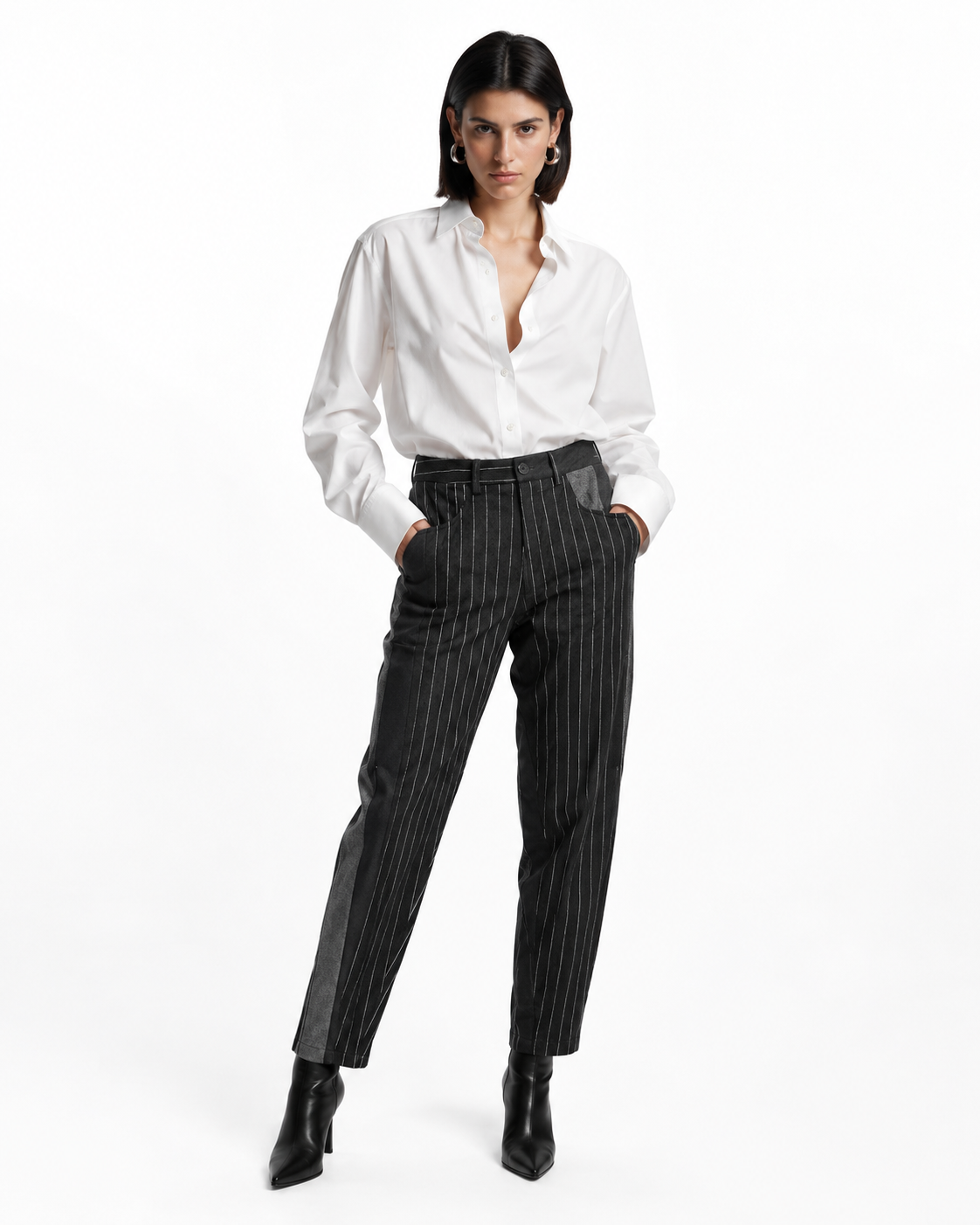 Pantalone gessato (Nero)