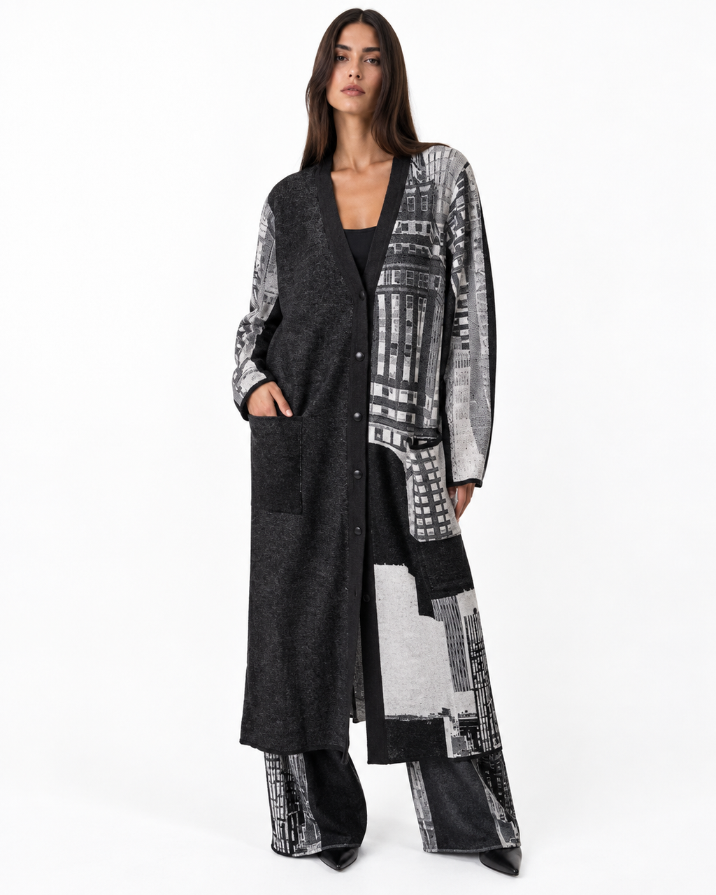 Cardigan lungo variante unica