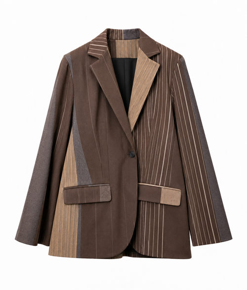 Blazer gessato marrone