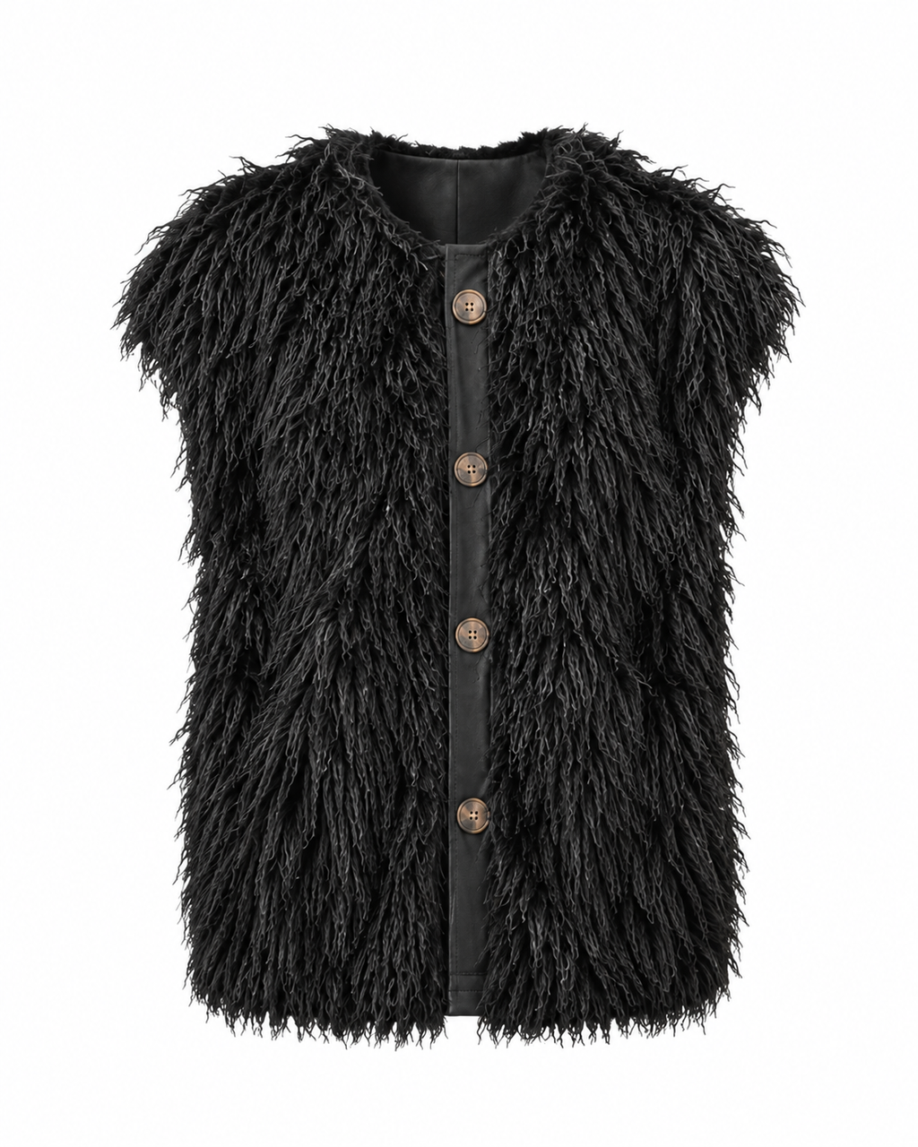 Gilettone piumato con bordo in eco-pelle