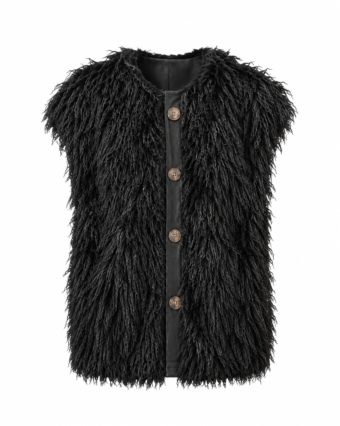 Gilettone piumato con bordo in eco-pelle