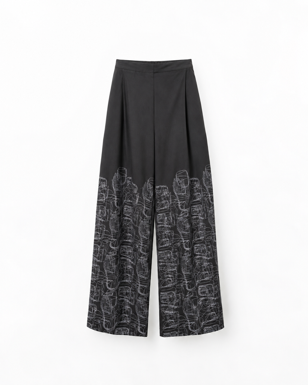 Pantalone carota ricamato nero