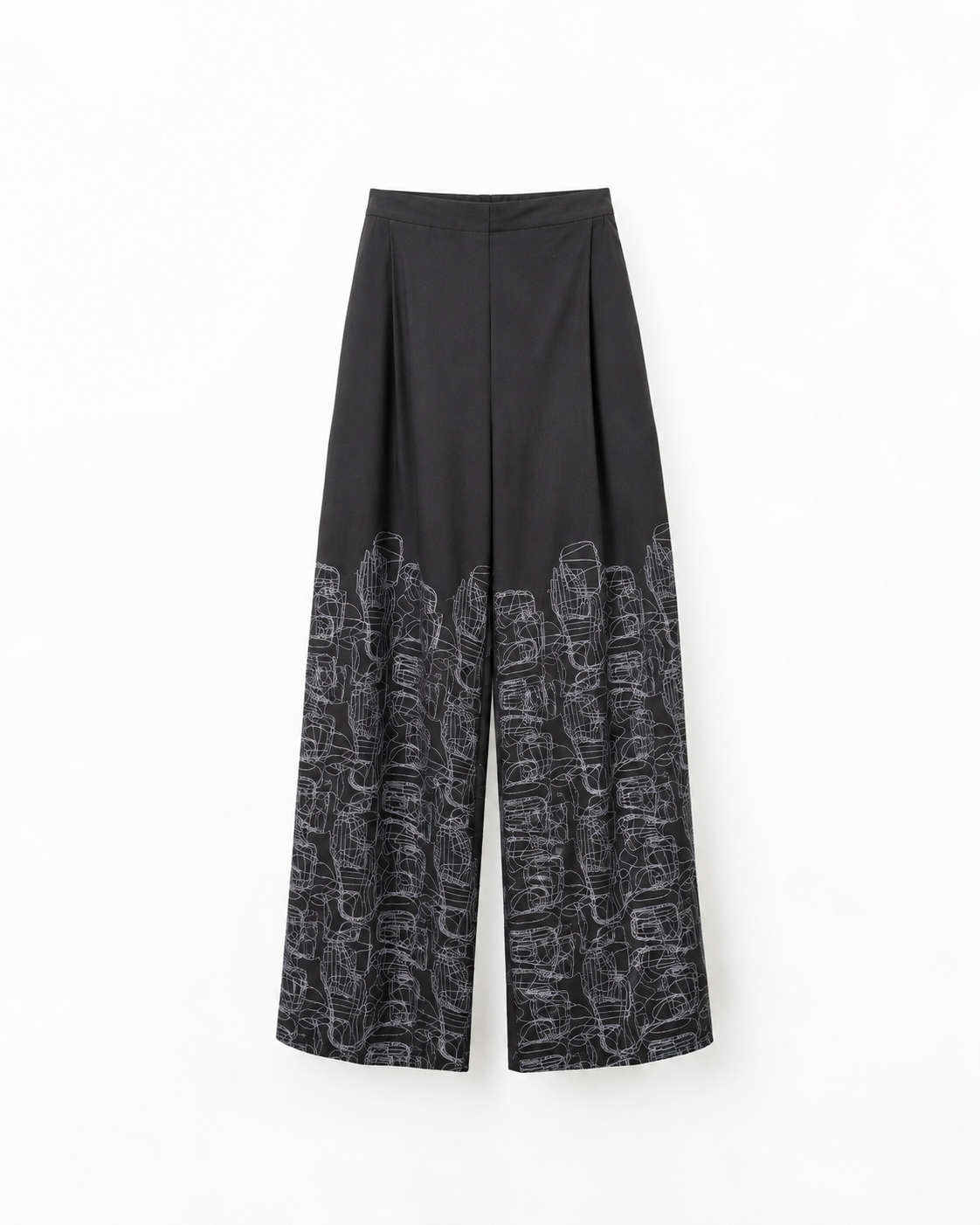 Pantalone carota ricamato nero