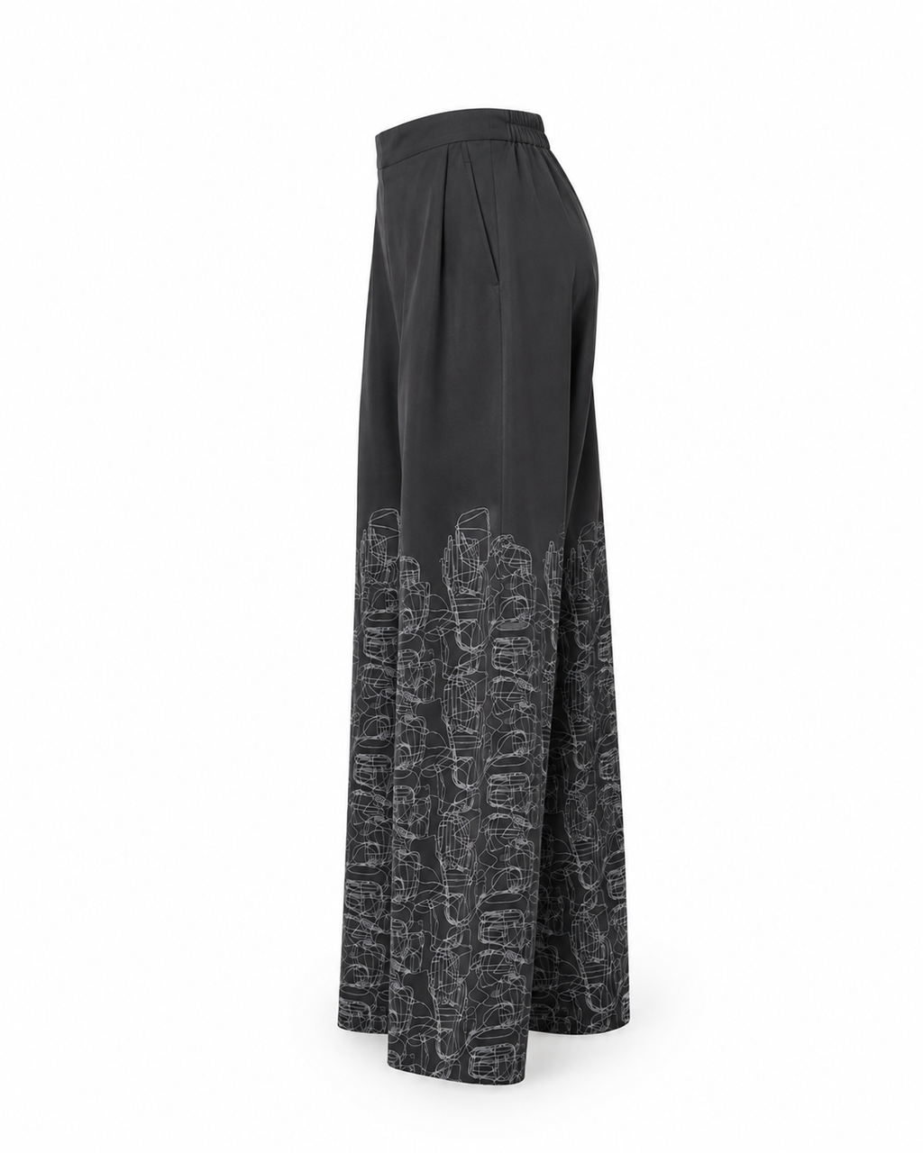 Pantalone carota ricamato nero