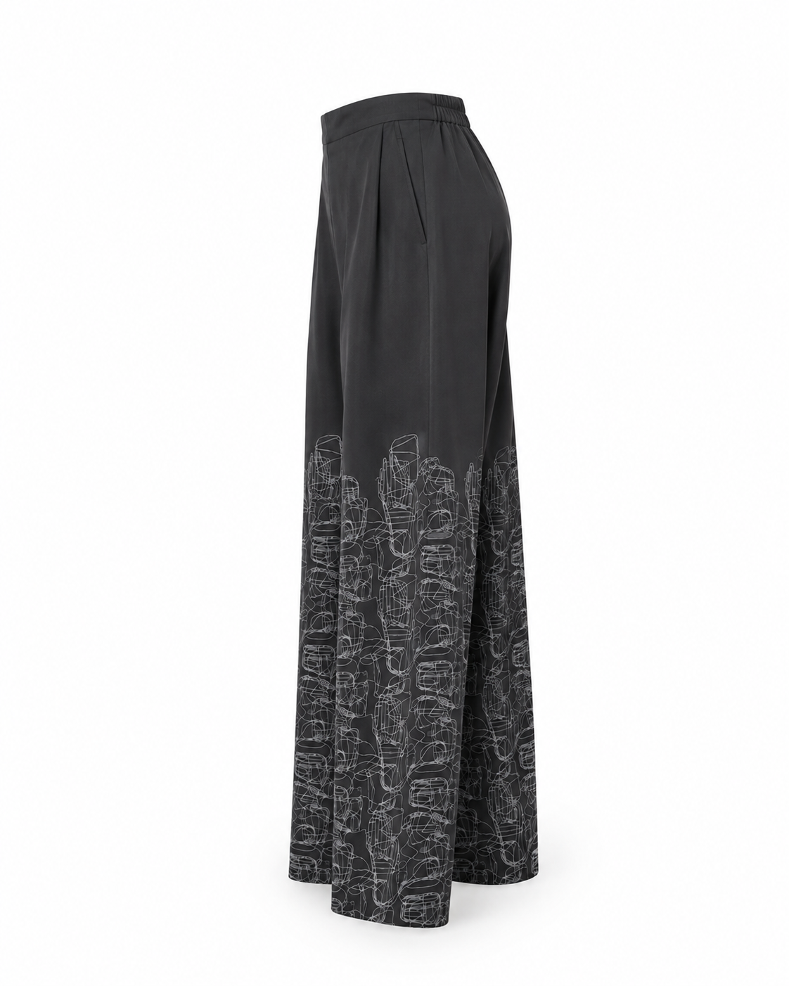 Pantalone carota ricamato nero