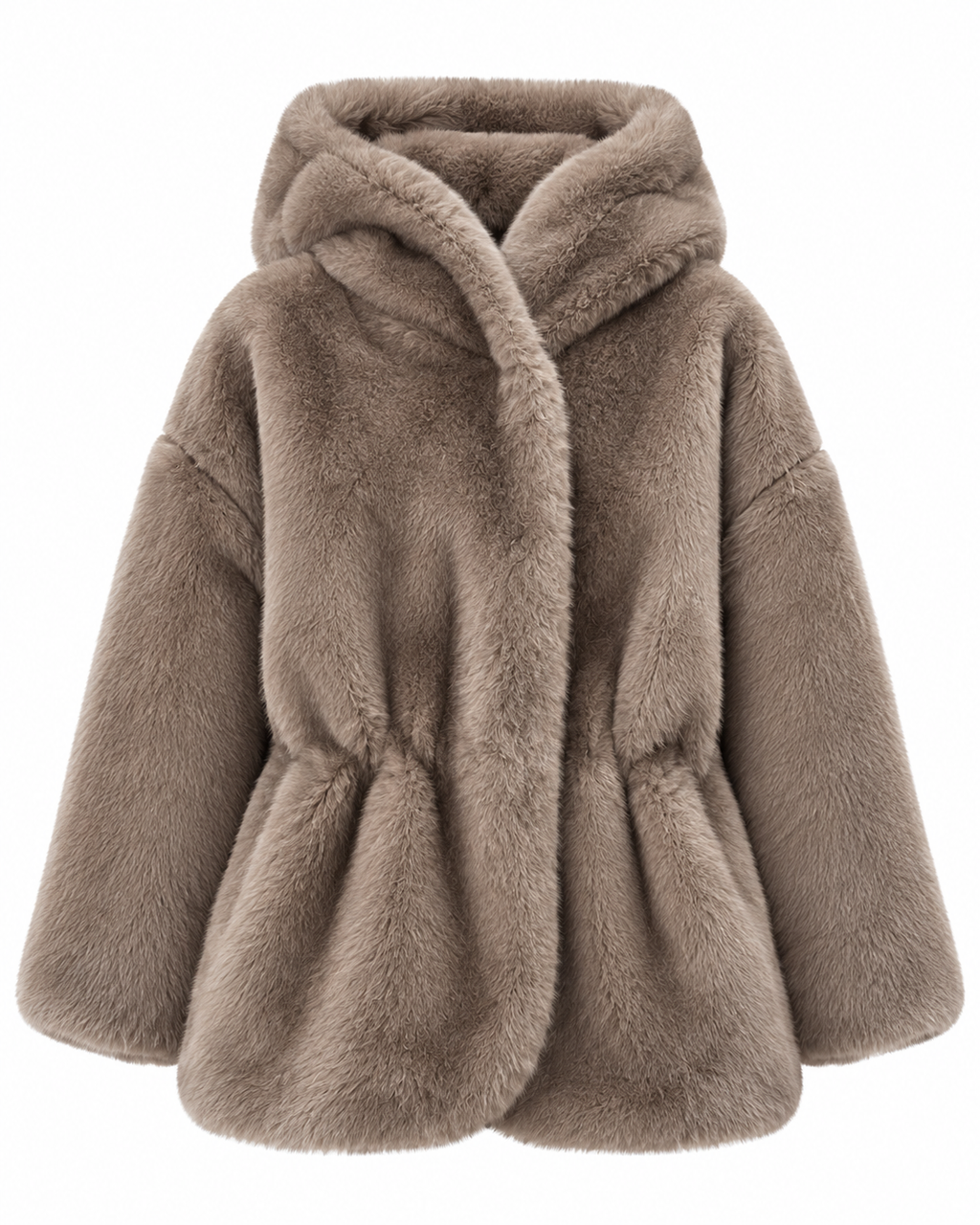Giacca eco-pelliccia sahariana taupe