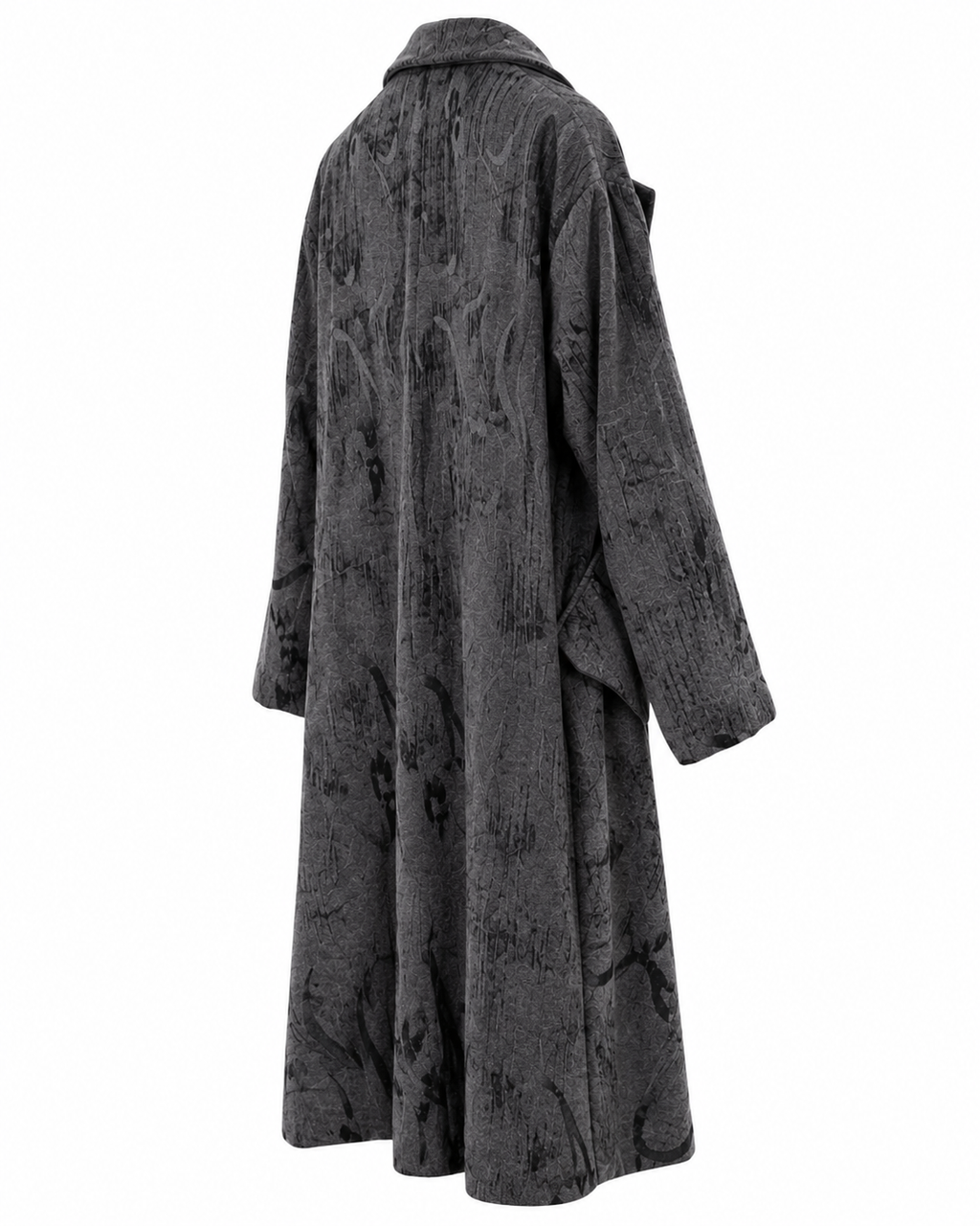 Cappotto velluto over stampato nero