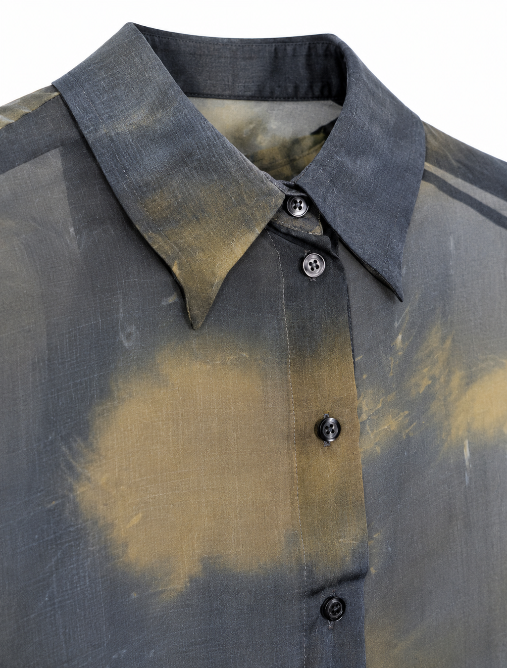 Camicia seta tie dye verde oliva