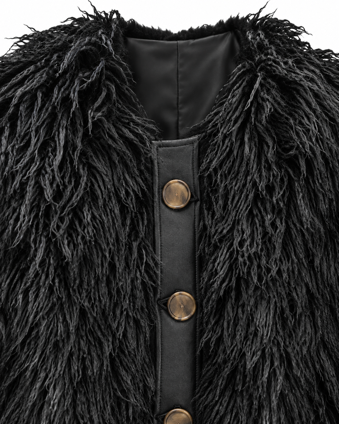 Gilettone piumato con bordo in eco-pelle