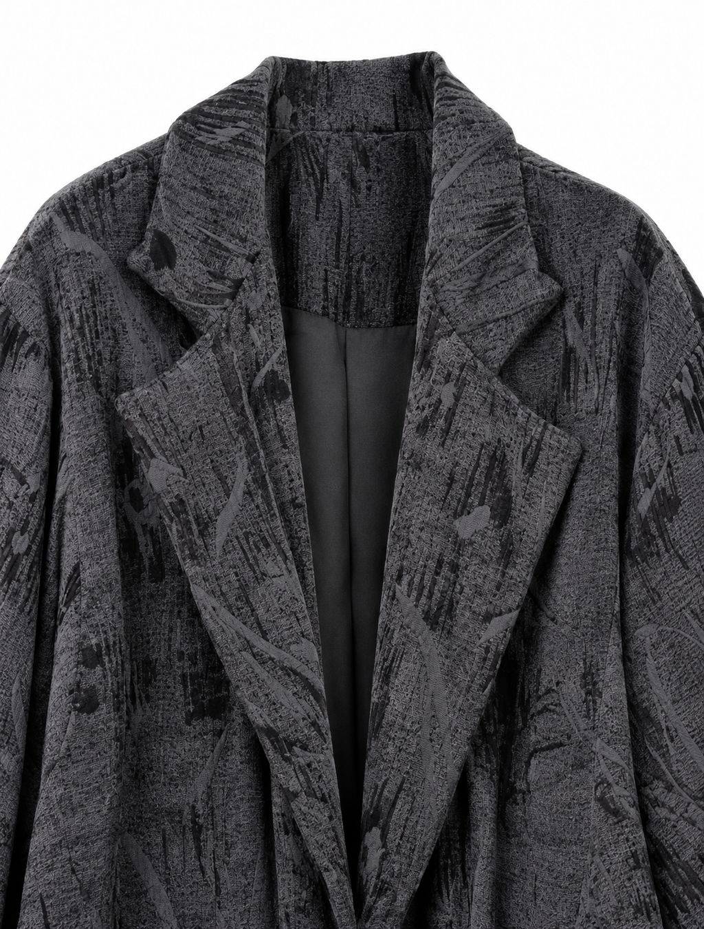 Cappotto velluto over stampato nero