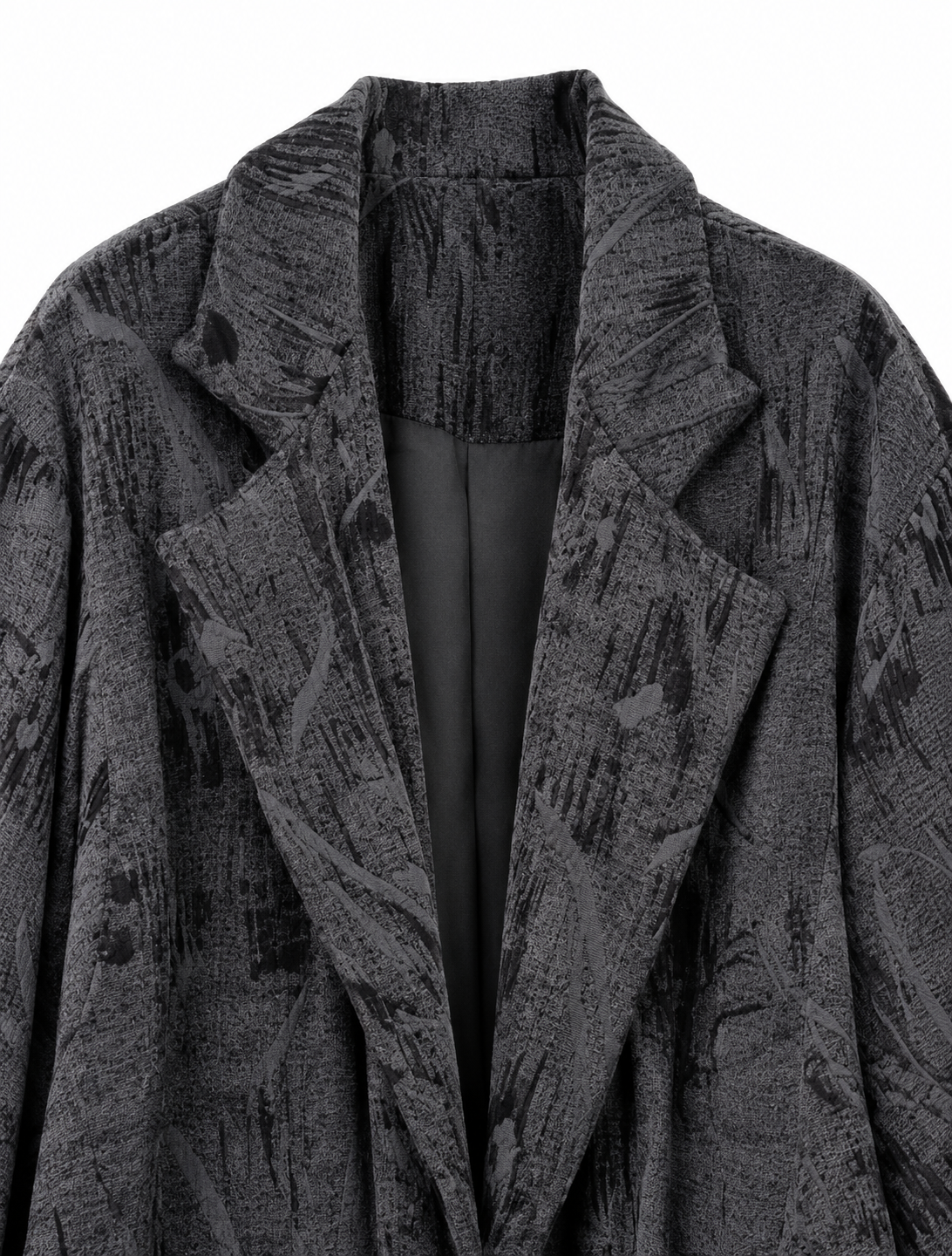 Cappotto velluto over stampato nero
