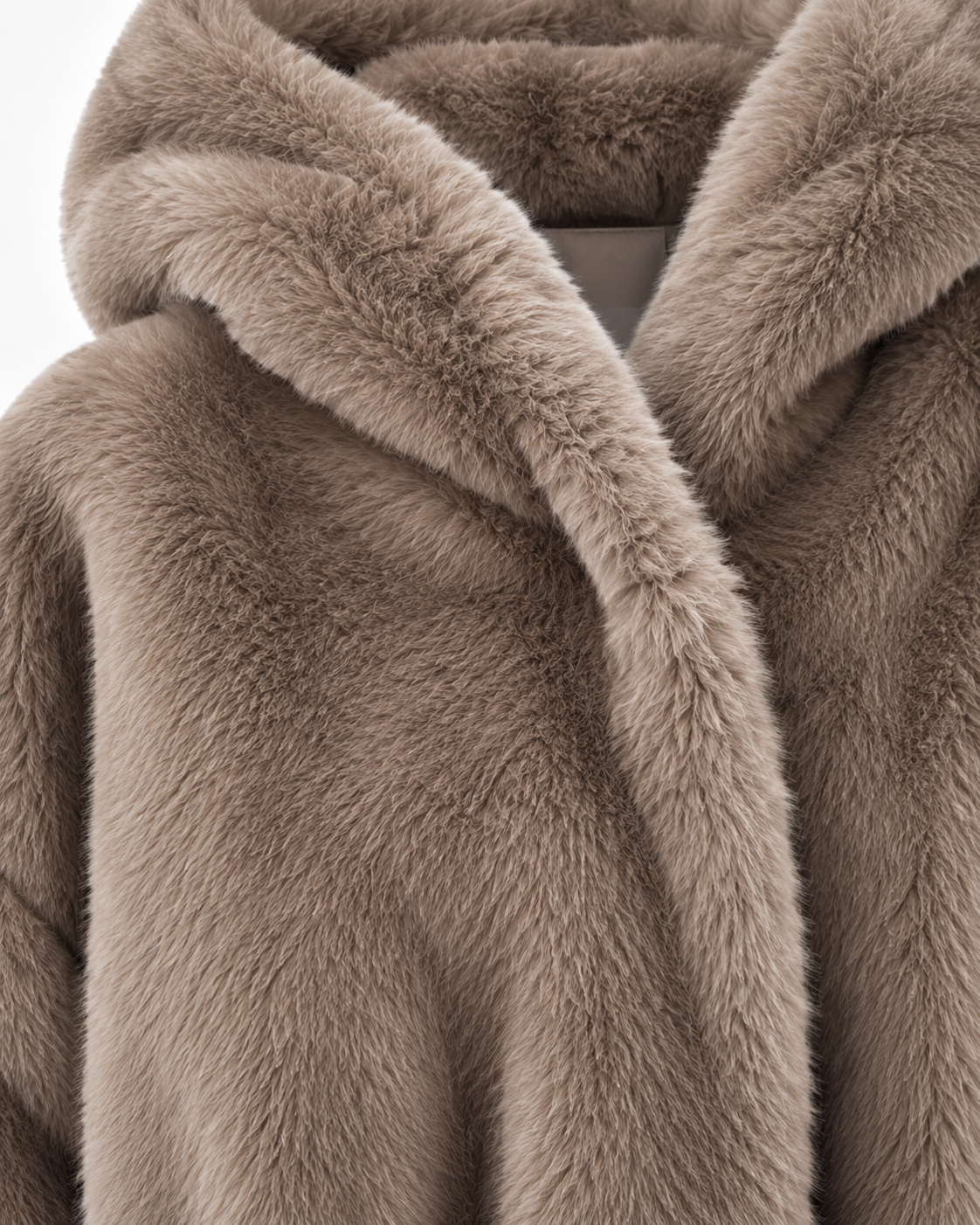 Giacca eco-pelliccia sahariana taupe