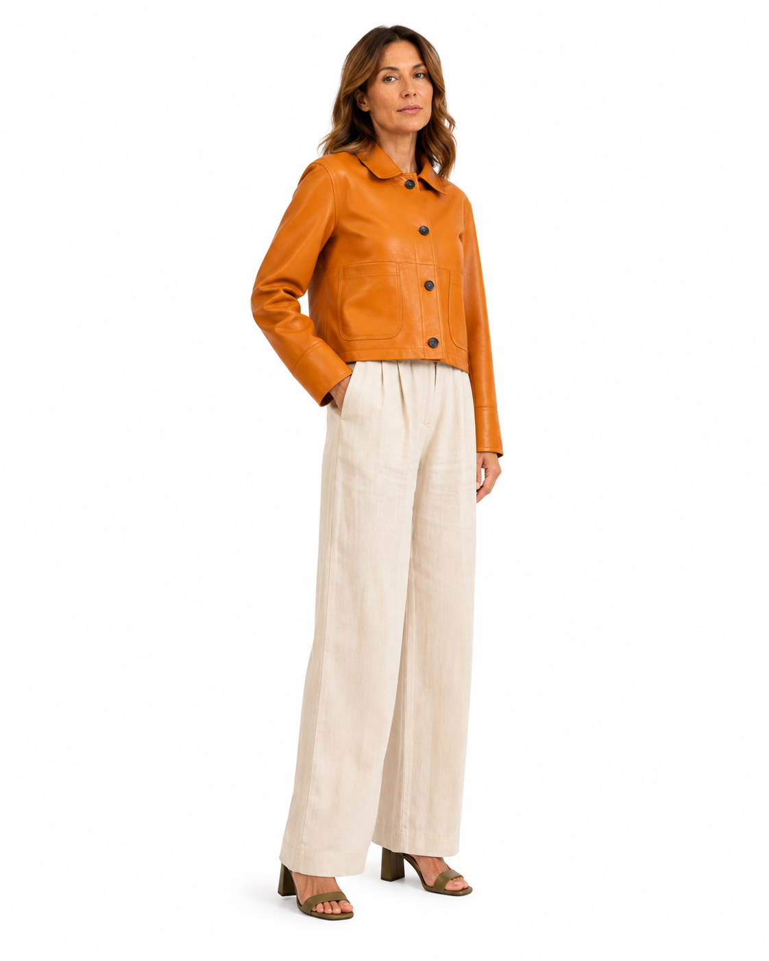 Giacca Cropped in Vera Pelle