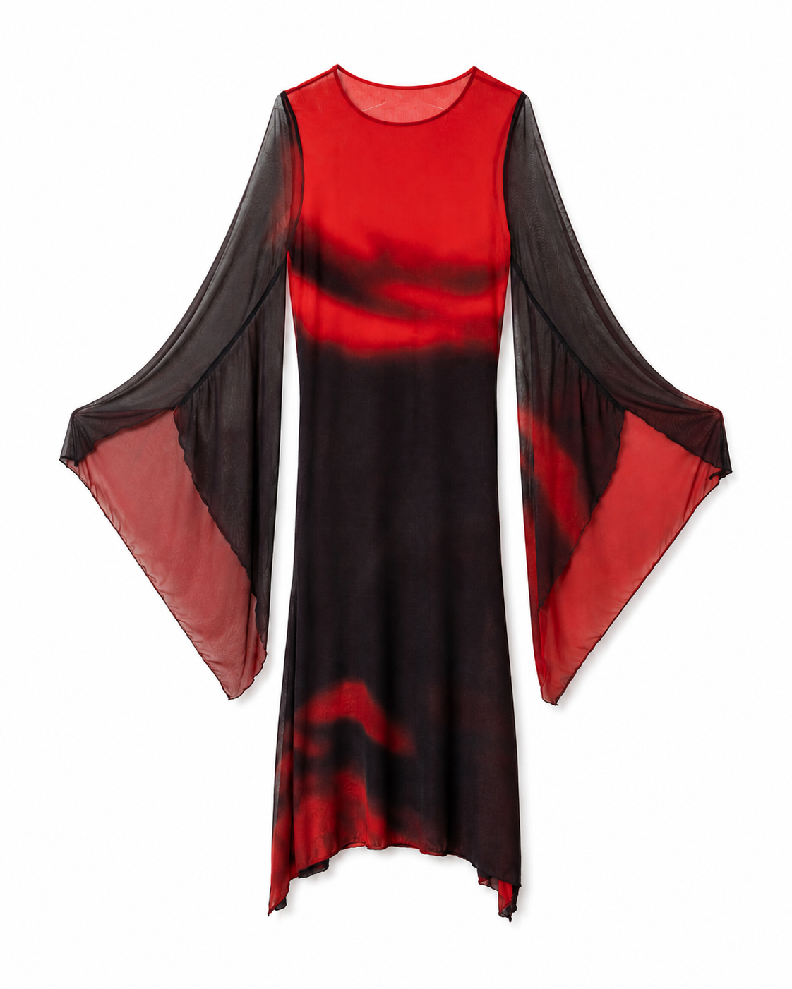 Abito in Tulle Nero Sfumato Rosso
