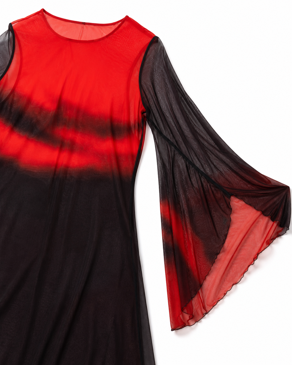 Abito in Tulle Nero Sfumato Rosso