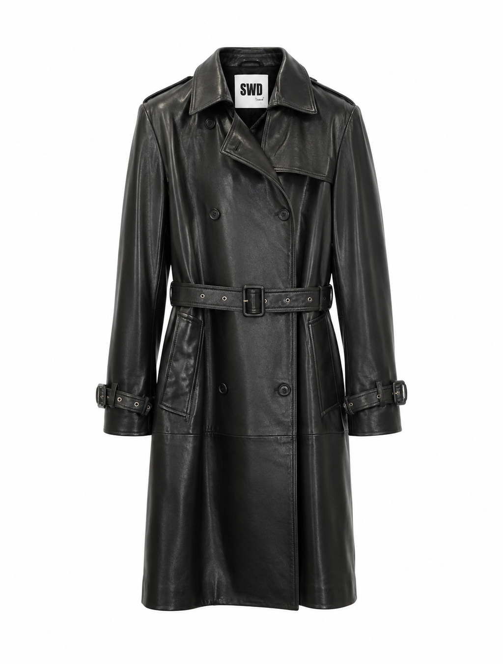 Trench Doppiopetto in Vera Pelle