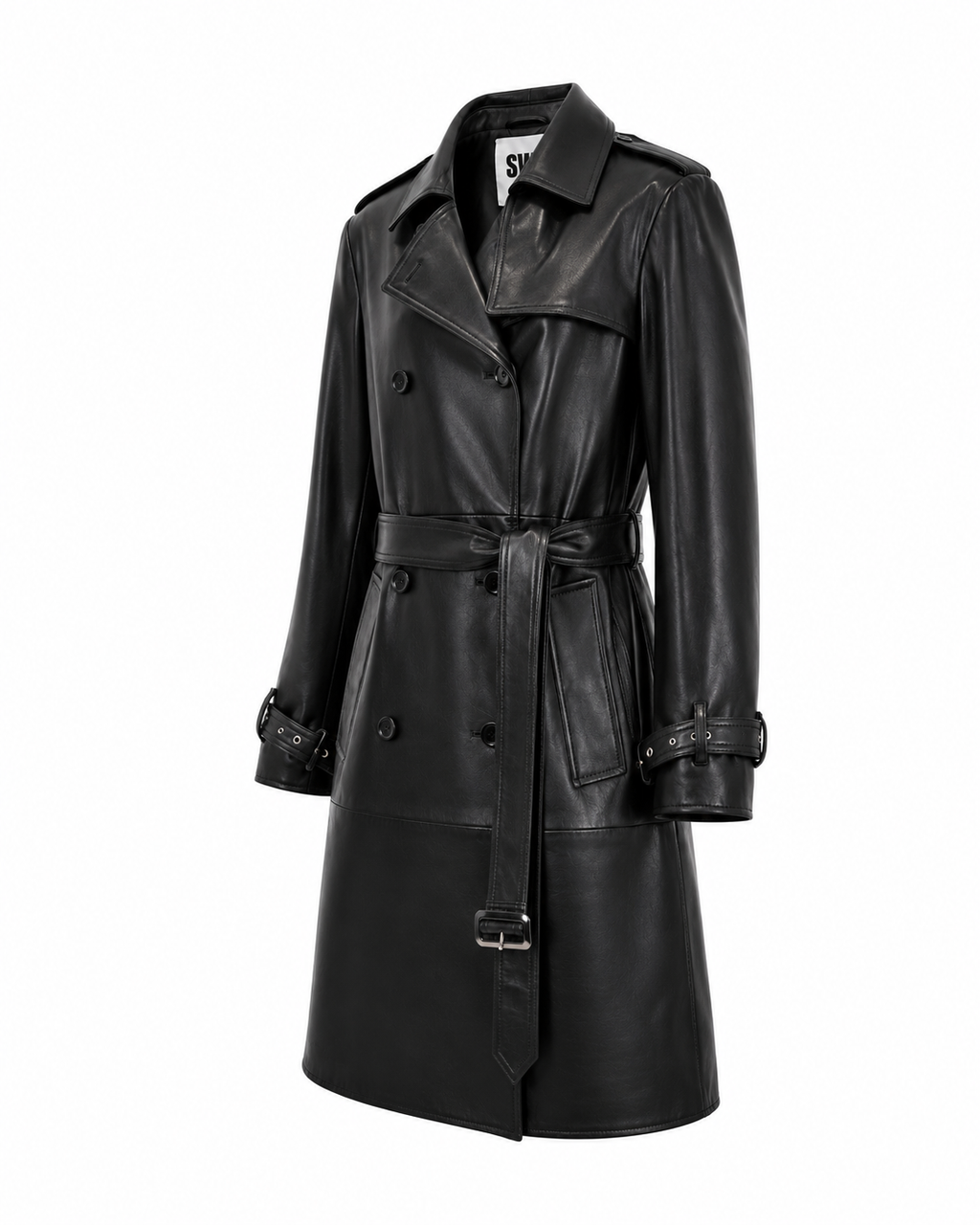 Trench Doppiopetto in Vera Pelle