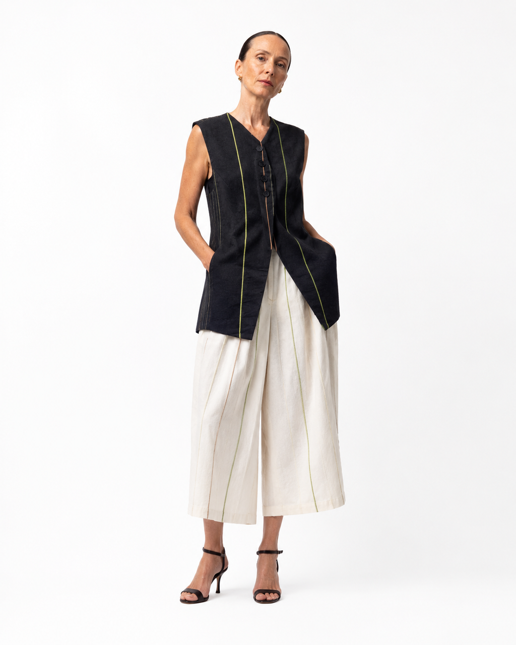 Gilet Rigato Gessato Nero