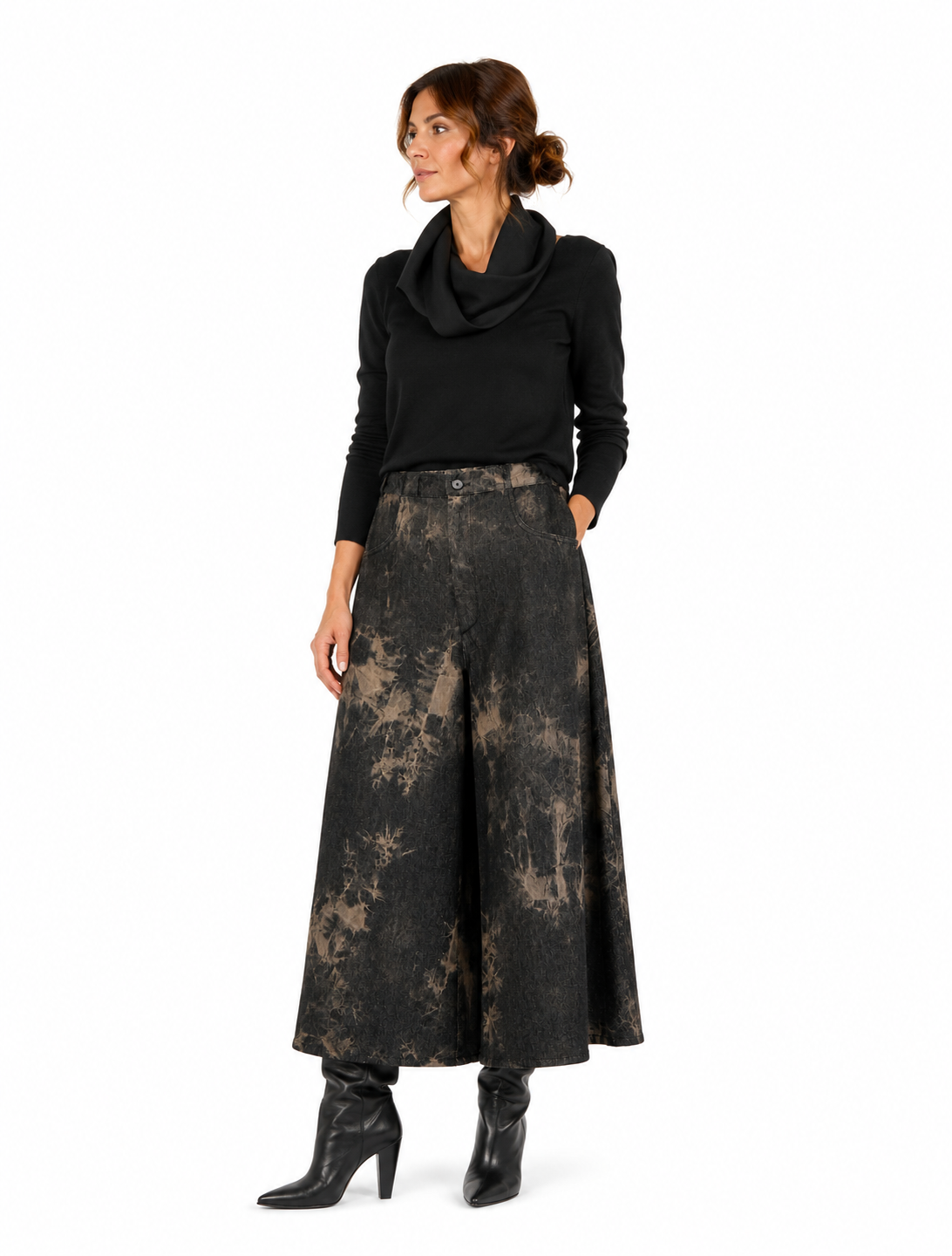 Pantalone Palazzo Tie Dye Nero
