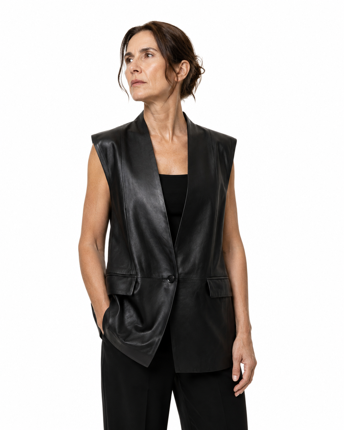 Blazer in Pelle Senza Maniche
