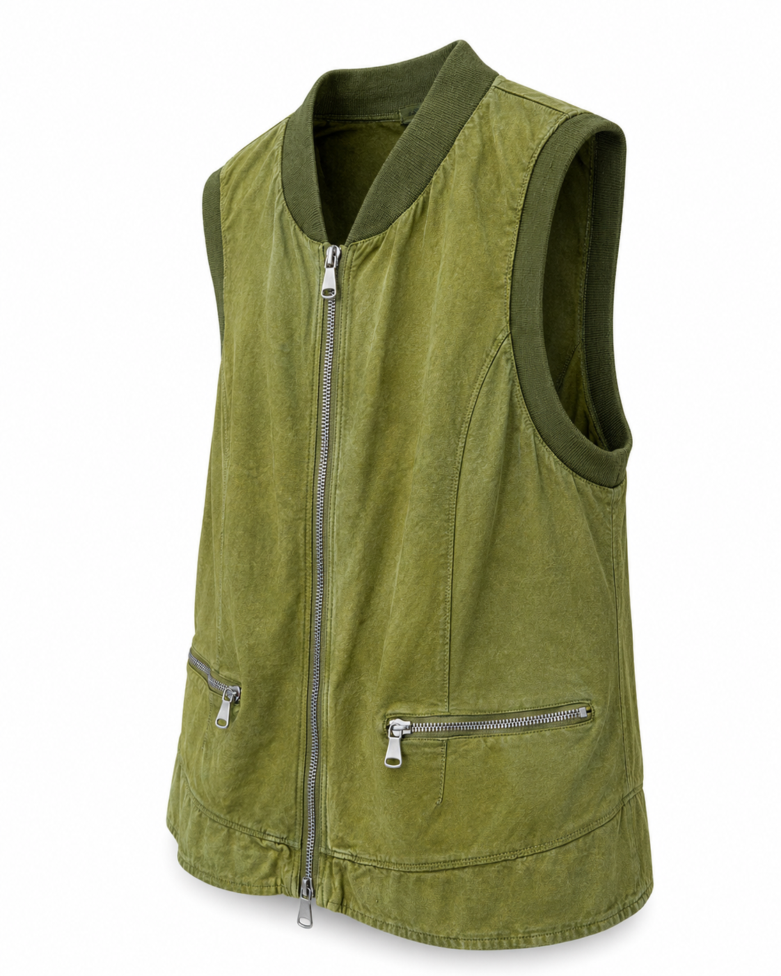 Gilet in Pelle con Inserti in Lino