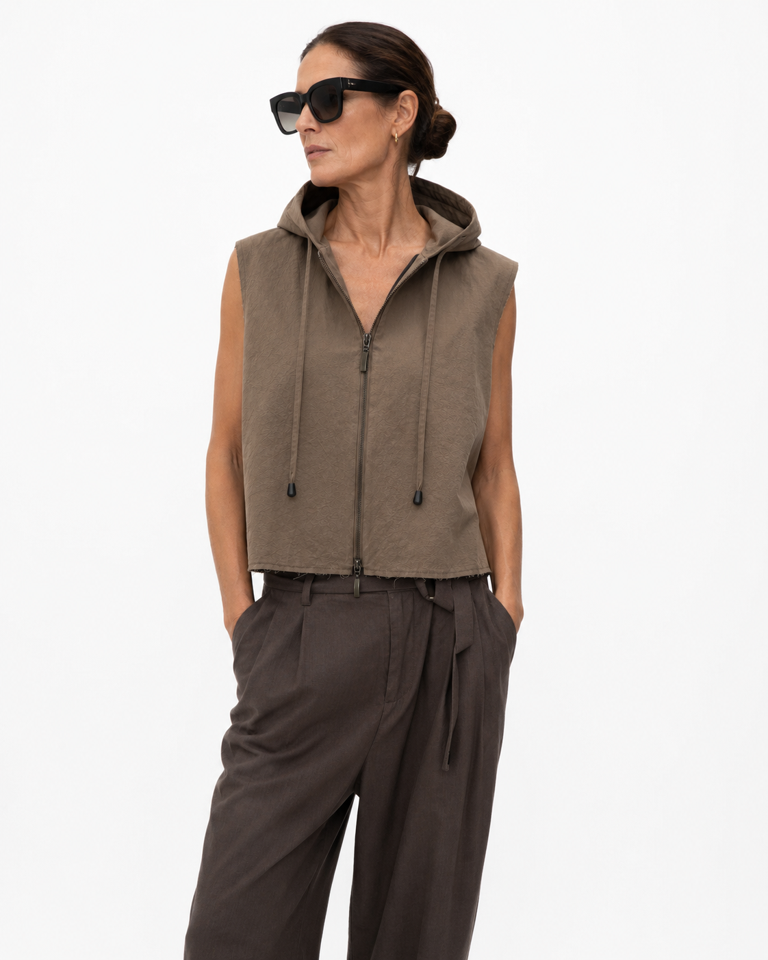 Gilet con Zip e Cappuccio