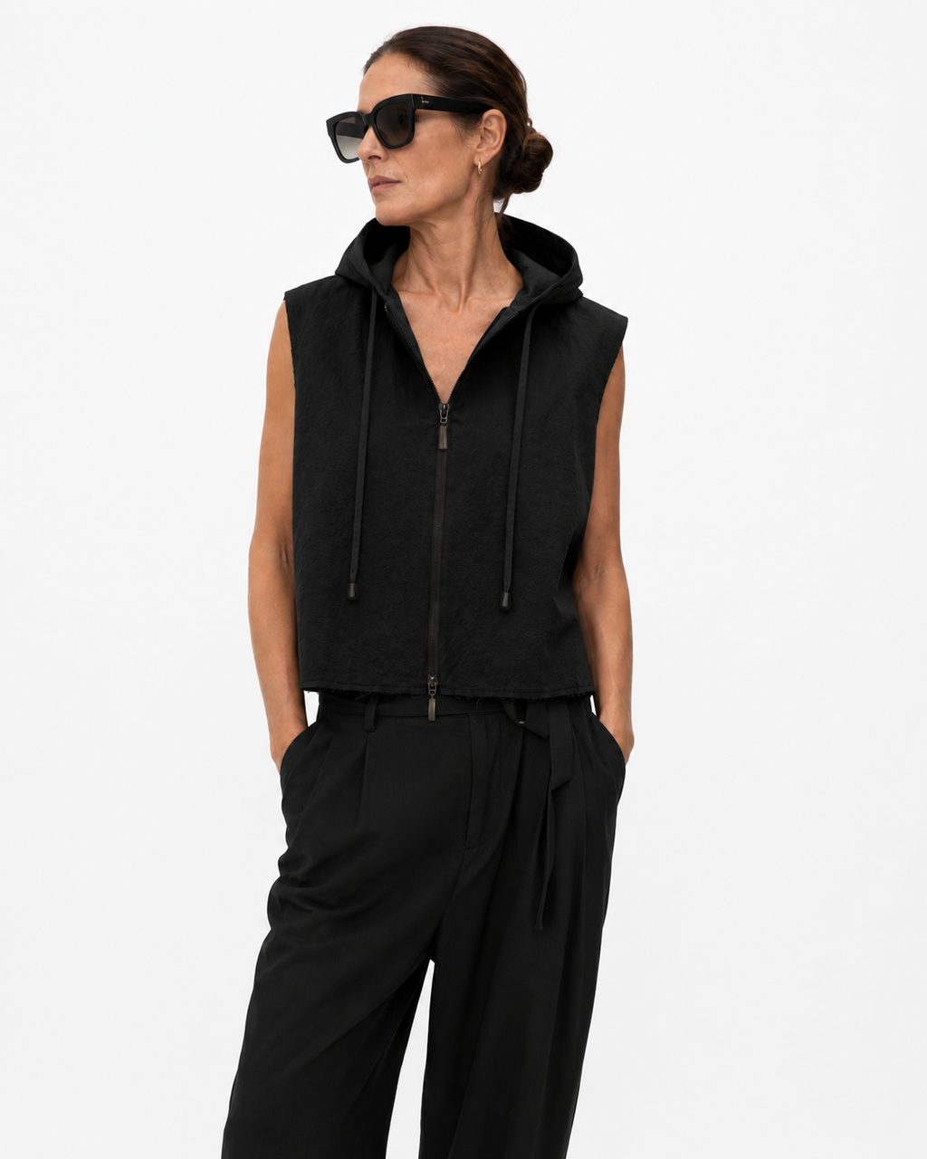 Gilet con Zip e Cappuccio