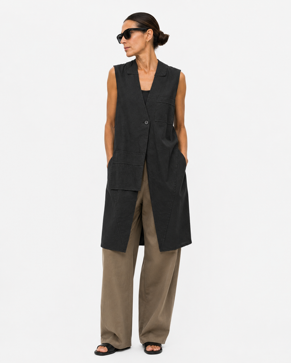 Gilet Lungo con Tasche Asimmetriche