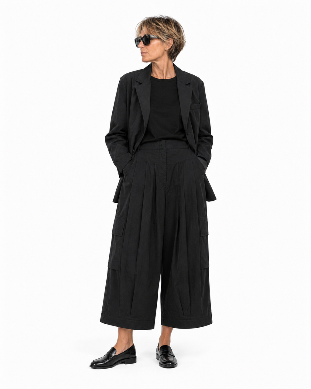 Pantalone Cargo con Pieghe