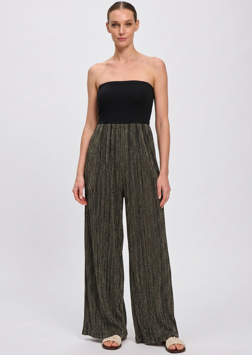 Pantalone Ampio con Fascia Alta in Vita